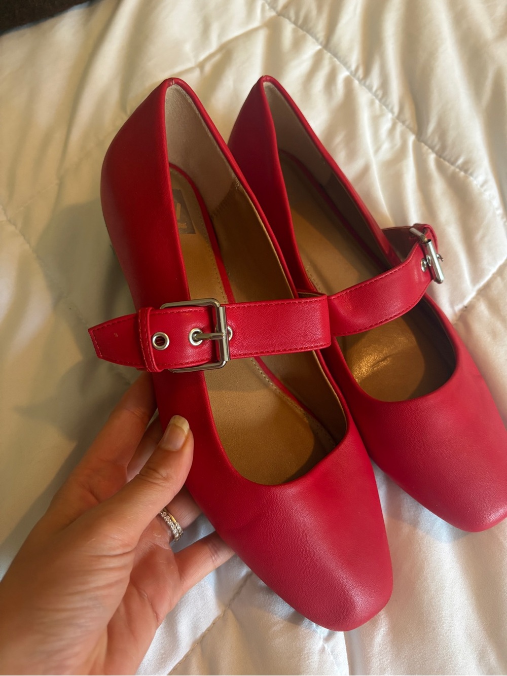 Dolce Vita Red Mary Jane Block Heels with Buckle Strap